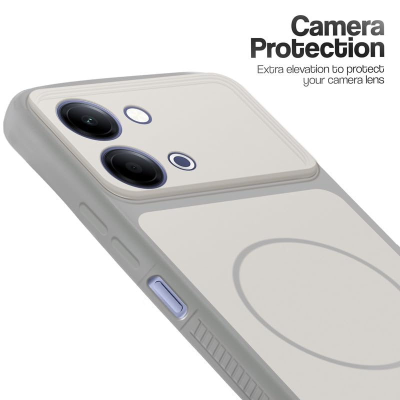 Image of Mr. Case Back Cover for Vivo Y11 5G | Ring Design Protective Case with Camera Cut Protection | Anti Slip Grip | Shockproof Mobile Cover - Grey-White
