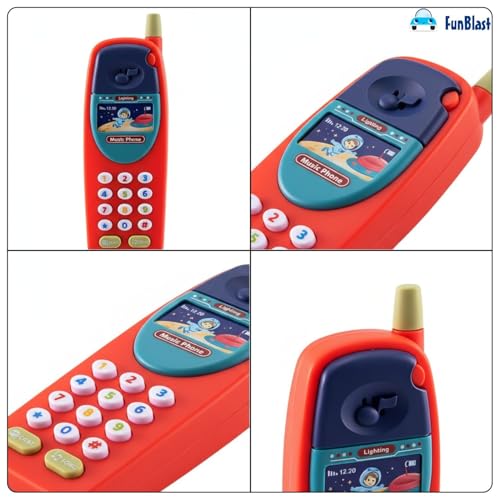 Image of FunBlast Cartoon Musical Mobile Phone for Kids, Mobile with Light & Sound Toys for Babies | Educational Toys for Kids 3+ Years /Boys /Girls-1 Unit (Red-C)