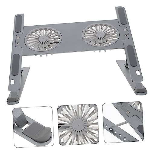 Base para portátil con ventiladores dobles y aluminio gris miniatura 4