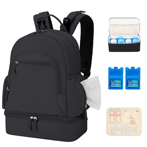 Image of Breast Pump Backpack Fit for Spectra S1/S2 with Removable Cooler Compartment, Breast Pump Bag Fit Pump Accessories for Working & Nursing Moms, Breast Milk Cooler Bag for Travel and Family Use Black