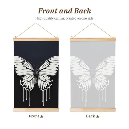 Imprimé papillon rétro pour salon chic avec cintre en bois mural à suspendre - 2