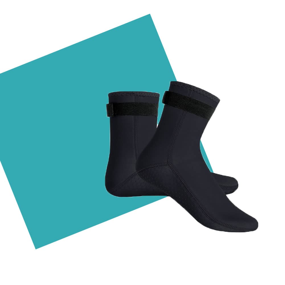 VeiledMoon 3mm Neoprene Wetsuit Socks Thermal Anti-Slip Surf Booties Dive Boots Sand Socks Fin Socks Beach Socks?BLACK M?