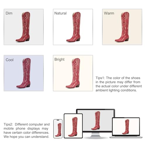 Image of wetkiss Cowboy Boots for Women Knee High, Low Heeled Stable and Comfortable | Knee High Cowgirl Boots,Western Boots with Embroidery,Pull On,Slip On,Non-slip Rubber Sole,Soft and Breathable PU Leather