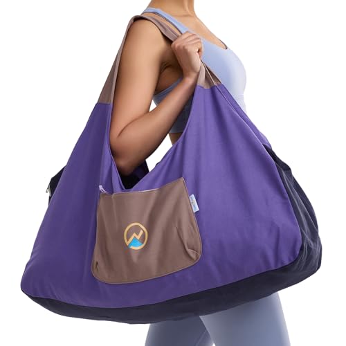 JoYnWell Stor yogamatta, väska för yogamatta, pilatesmatta, akupressurmatta, yoga bolster, yoga-block, tränings saker, tjock, 355 ml (12 oz) kanvas...