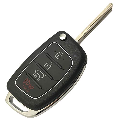 Replacement Key Fob Case Fits Hyundai Sonata Santa Fe 4 Buttons Key Fob Shell Flip Keyless Entry Remote Fob Cover with Uncut Blade (1)