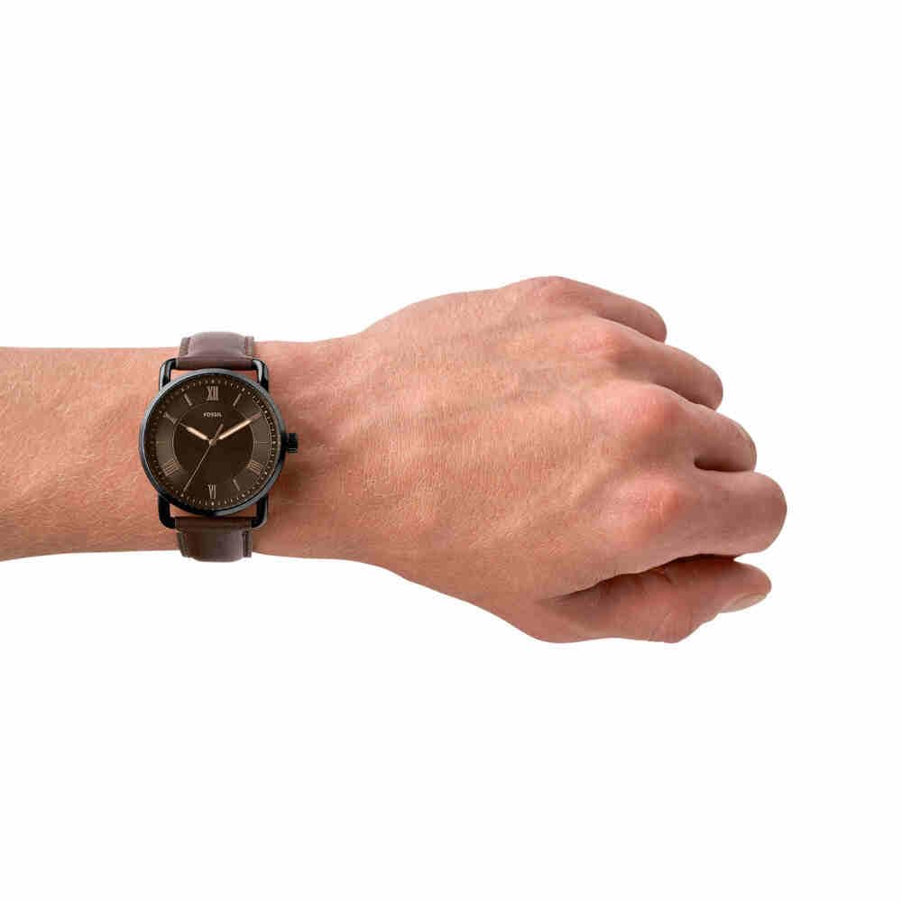 Fossil Copeland Herrenuhr, Quarz-Dreizeigerwerk mit Lederarmband