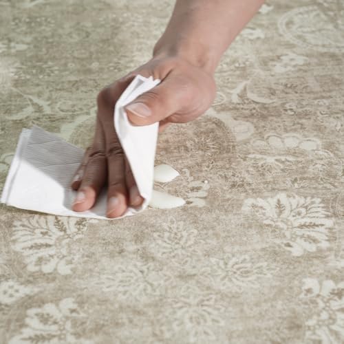 2x3 Entryway Area Rug Washable - Neutral Small Entry Rug Kitchen Rug Runner Vintage Soft Floor Mat Non Slip Indoor Farmhouse Carpet for Bedroom Bathroom Living Room (Beige)