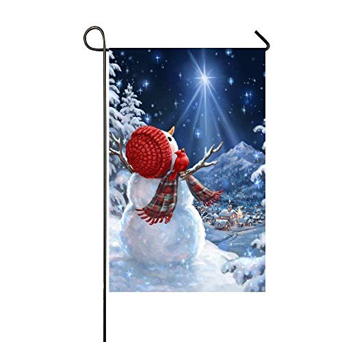 Jagfhhs Winter Snowman Looking Up The Sky Garden Flag Holiday Decoration Double Sided Flag
