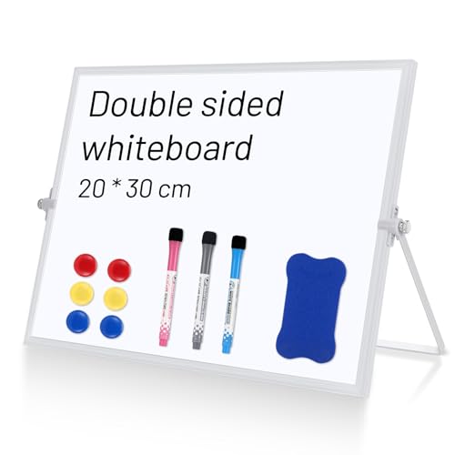 Kasanni Pizarra Blanca MagnéTica PortáTilpizarra Blanca PequeñA uso De Doble Cara White Board Con Soporte Plegable Adecuado Para Oficina, EducacióN En El Hogar y Uso Escolar (20 x 30 cm)