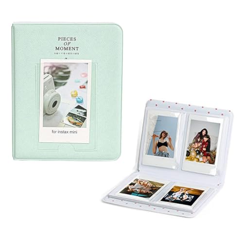 Image of ZENKO 64 Pockets Photo Album for Fujifilm Instax Mini 13 /12 /11 /9 /8 /SE /41 /99 /Evo /Liplay Instant Camera /Mini Link Printer, Polaroid Snap Touch PIC-300 Z2300 Mint Zip Instant Camera Printer- Mint Green