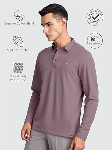 Image of STELLERS Men's Full Sleeve Polo T-Shirt | Premium Cotton | streatchable | Enzyme bio Washed | Feather Touch Feel | Sustainable