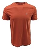 Nautica Camiseta de manga corta con cuello redondo sólido para hombre, Cayena, Large