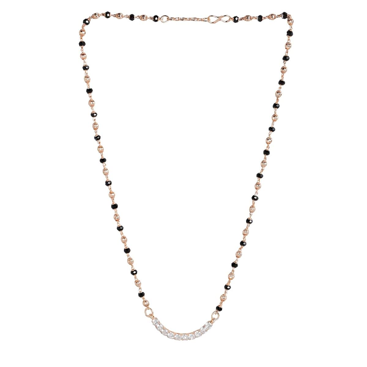 ACCESSHER Black & Rose Gold studded mangalshutra Tanmaniya Necklace Pendant With Black Bead Chain for Women and Girls | Gifting for Karwachauth | (B09F35B8BC) Amazon Price History, Amazon Price Tracker