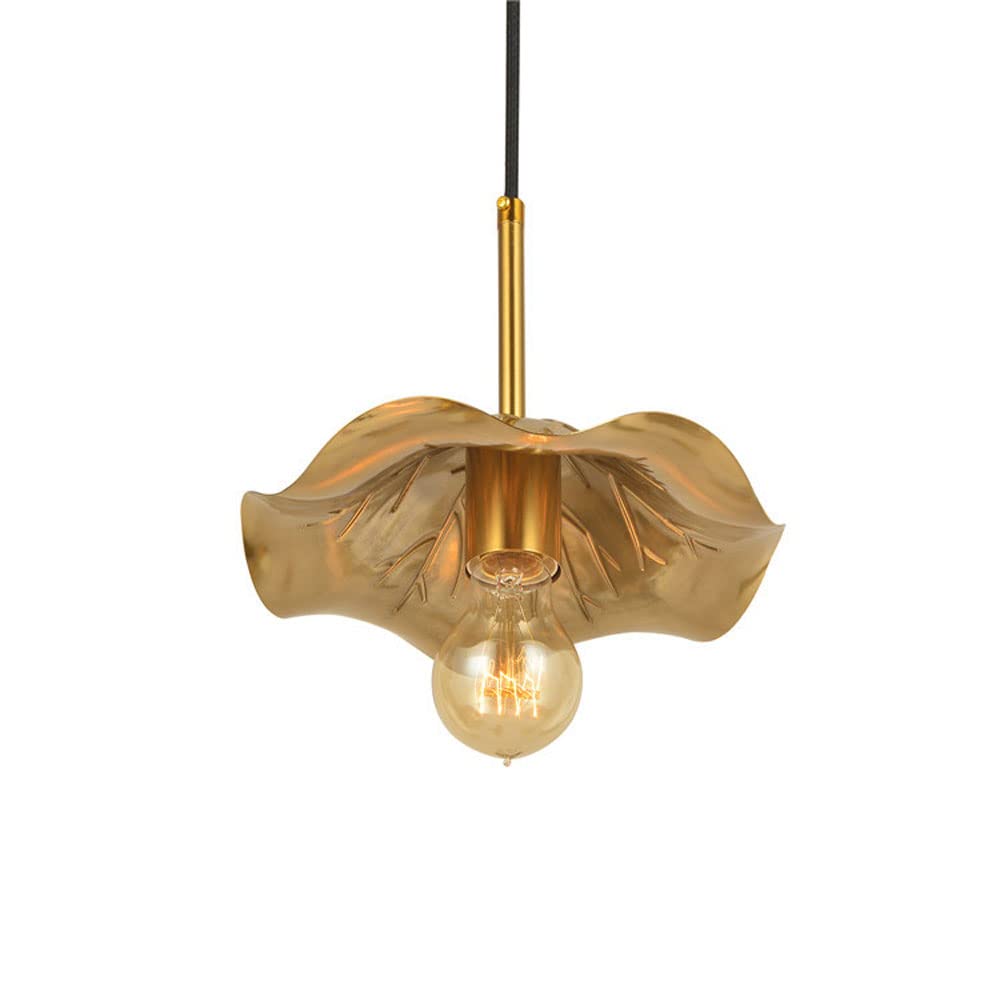 Lámpara colgante Retro Creativa de latón con Forma de hoja de Loto y personalidad nórdica, Luz LED, iluminación E27
