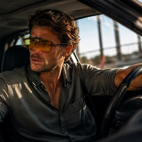 Image of Clip on Anti Blue Light Filter Glasses UV Blocking Anti Eye Strain Unisex (Night Driving Yellow A)
