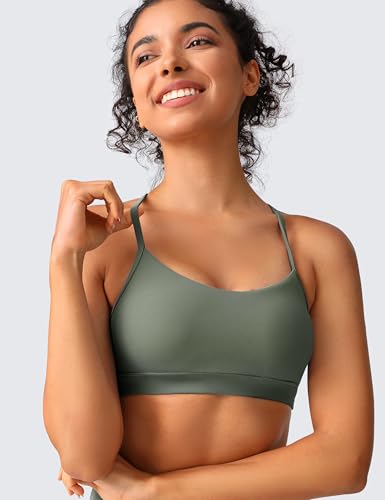 Image of BAYDI Clouduxi Y Back Sports Bra for Women - Padded Racerback Spaghetti Strap Low Impact Workout Yoga Bra, A-C Cups