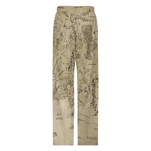 Middle Earth Map Pattern Mens Pajama Pants Wide Leg Sleep Drawstring Sleepwear Casual Loungewear4