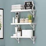 BHFOW Set of 3 Floating Wall Shelves Wall Mounted Floating Shelf Wood Hanging Shelf for Wall, Storag