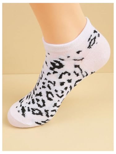 Image of WDIRARA Women's 6 Pairs Leopard Print Low Cut Socks No Show Socks