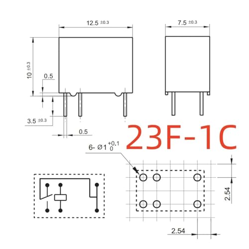 Relé YYH5F-DC12V-SH 23F-12V-2A componente electrónico 6 pines mini para PCB 2