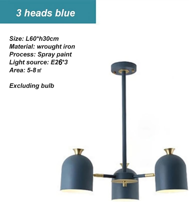 Modern 3-Lights Chandelier Ceiling Pendant Light 24 inch Recessed Ceiling Lights Flush Mount Indoor Lighting for Living Room, Bedroom, Foyer, E26 Blue Close to Ceiling Light Fixtures