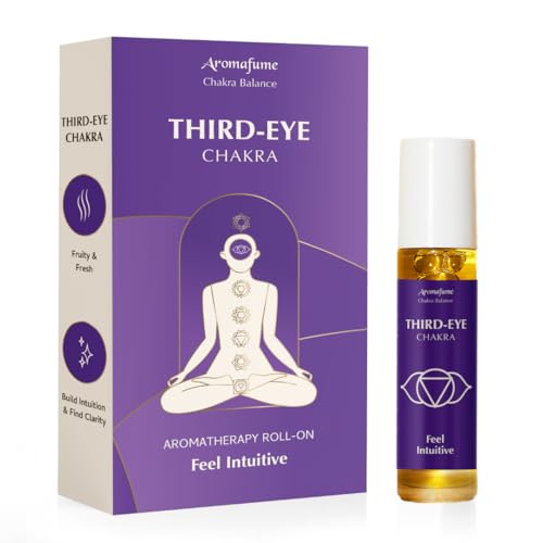 Third Eye Chakra Essential Oil Roll-On Blend by Aromafume | 10ml/0.33 fl oz | Ajna | Aromatherapy Oils for Chakra Balance | Rose & Juniper Extracts | Amethyst Incense for Meditation, Yoga, Reiki