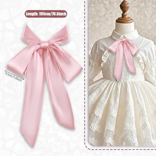 Image of Lusofie Tie for Women Self Tie Satin Ribbon Bow Tie Wide Folding Bowties Accessory for School Uniforms Cosplay Wedding Party