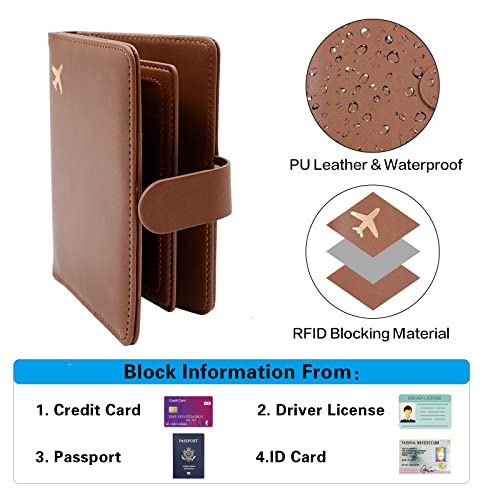 Image of Melsbrinna Rfid Passport Holder for Travel women /Men, Cute Passport Wallet Rfid Blocking Card Slots, Rfid Passport Cover /CaseTravel Wallet, Passport Book Holder (1, Brown)