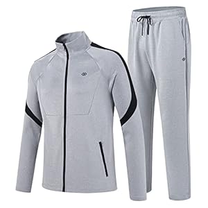 MoFiz Men’s Tracksuits Set Gym Jogging Top Bottoms Joggers Workout Fitness Running Sweat-Suits Sportswear Set with Zip Pockets