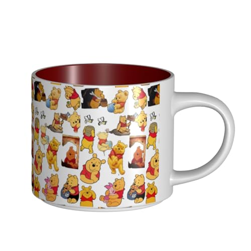 くまのプーさん セラミックマグカップ 食器 大容量コーヒーカップ 330ml 耐熱 おしゃれなマグカップ オフィスホーム用 プレゼントに最適 再利用可能 ギフト 男女兼用 Red