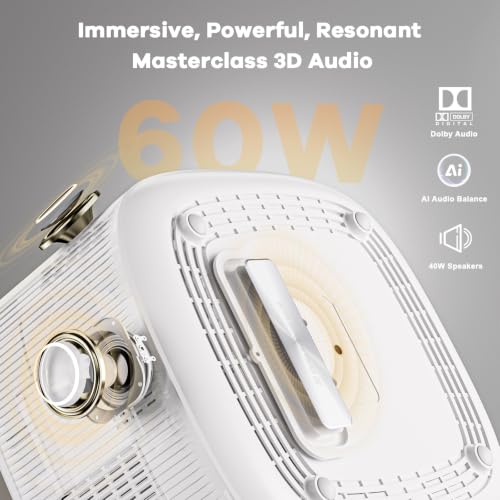 Image of Outdoor-Projector-4K with WiFi and Bluetooth:[3500 Bright /60W Dolby Audio /Official Licensed Apps],Smart-Projector with AI Auto Focus, ONOAYO ONO5Pro 2.0 Movie Projector for Indoor /Outdoor 2026(White)