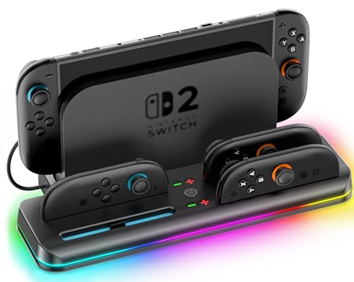 Switch 2 Joy-Con �[�d�X�^���h 4��W���C�R�����z�[ �d�� RGB���C�g���[�h�ύX�\ Switch 2 �h�b�N���[ ��̌^ �ߏ[�d�h�~ Switch �R���g���[���[ ���Ӌ@�� Nintendo Switch 2�Ή�