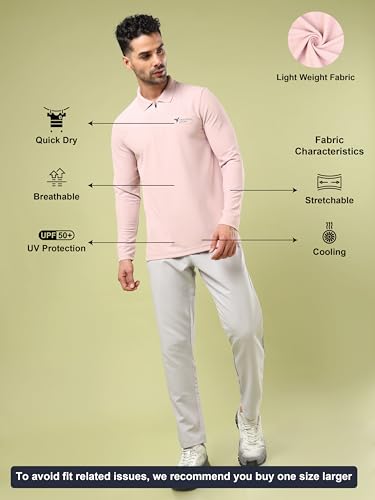 Image of TECHNOSPORT Men's Slim Fit Full Sleeve Polo T-Shirt with Collar, MATPIQ Quick Dry Moisture Wicking Polo Tee for Gym Sports Golf and Casual Wear