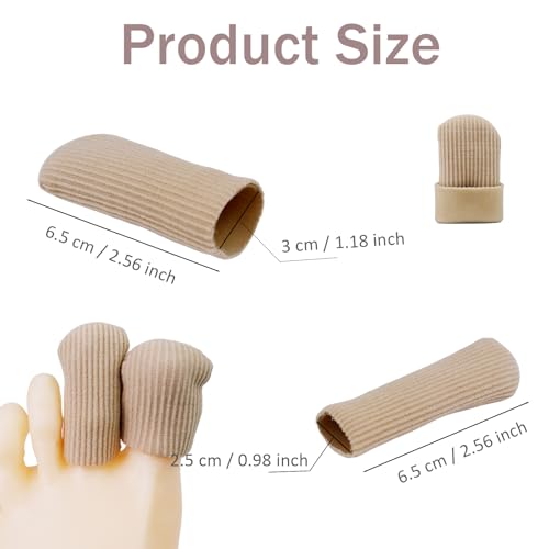 Image of 12 Pcs Toe Protectors Fabric Sleeve Toe Caps Closed Toe Surface, Soft Prevent Corn Callus Relief Pain for Men and Women (Size Large + Size Medium)