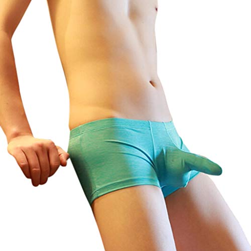 Snowfoller Sexy Men Elephant Nose Shorts Bulge Pouch Panties Men's Boxer Briefs Trunks G-String Thong Underpants (M, Sky Blue) #TOP28