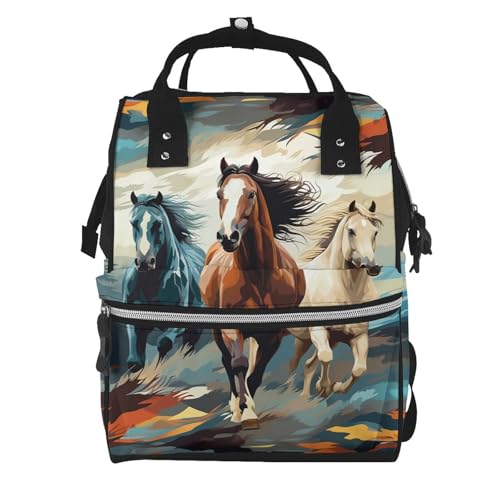 Sac à dos pour maman et sorties décontractées avec grand sac à langer chevaux