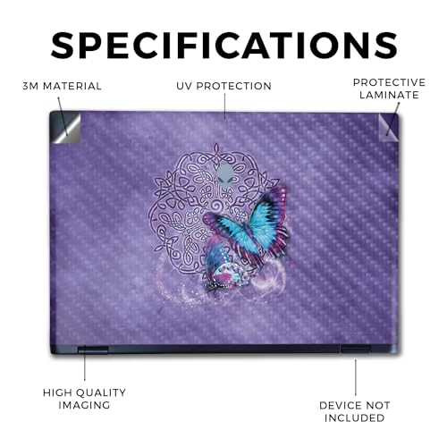 Image of Carbon Fiber Laptop Skin Compatible with Alienware M16 R2 (2024) - Celtic Butterflies - Premium 3M Vinyl Protective Wrap Decal Cover - Easy to Apply | Crafted in The USA by MightySkins