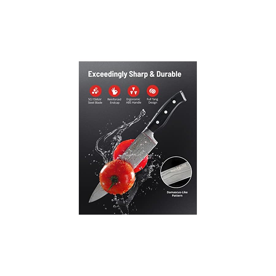 PARIS-RHONE-Kitchen-Knife-Set-16-Piece-High-Carbon-Stainless-Steel-Knife-Set-with-Block-Chef-Knife-Bread-Knife-Paring-Knife-Built-in-Sharpener-Included-Ergonomic-ABS-Full-Tang-Handle-All-in-One PARIS RHÔNE Kitchen Knife Set, 16-Piece High-Carbon Stainless Steel Knife Set with Block, Chef Knife, Bread Knife, Paring Knife, Built-in Sharpener Included, Ergonomic ABS Full Tang Handle, All-in-One