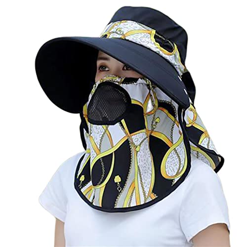 Chapeau de soleil pliable grand-bord avec protection optimale du cou pour femme