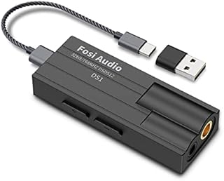 Fosi Audio DS1 DSD512 HiFi USB C DAC ES9038Q2M Mini Audio Headphone Amp Adapter Supports 32bit/768kHz with 3.5MM and 4.4MM Dual Headphones Outputs Compatible with Smartphones/Laptop/PC/Music Players