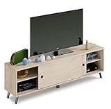 Mueble TV con dos puertas y una balda interior en cada una de ellas.