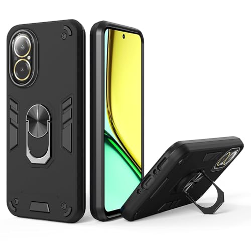 Image of amazon basics Kickstand Mobile Cover (360 Rotating Ring Holder) for Realme C67 4G (Black)