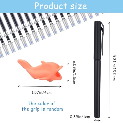 KFHENSOMR Magic Pens & Refills for Magic Practice Copybooks, Disappearing Ink Pens with Pencil Grippers, Invisible Ink Pen Refills for Grooved Handwriting Workbooks Writing Tracing Books