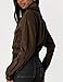 Vimyig Women's Lightweight Black Cropped Utility Jacket Military Safari Button Down Anorak Coat with Pockets(Brown-L)
