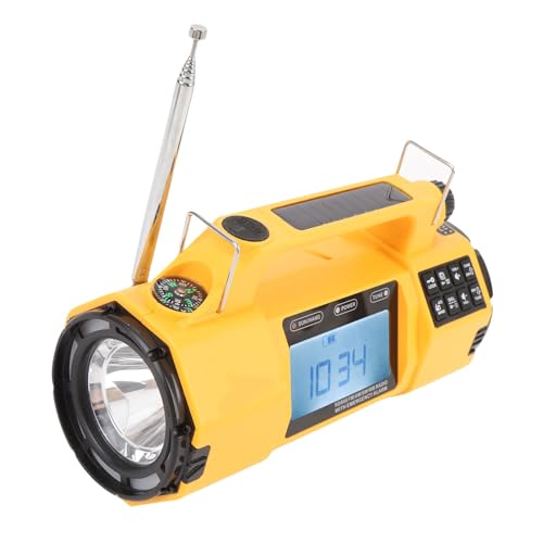 Annadue Radio de Cigüeñal de Emergencia, Radio Meteorológica de Manivela Solar con Alerta Meteorológica Am/FM/SW/NOAA, Lámpara de Lectura de Linterna, Respaldo de Batería para Capas de