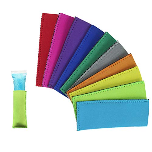 CREATRILL 10 Pack Ice Pop Sleeves Popsicle Holders Bags, Neoprene Fabric, 10 Colors