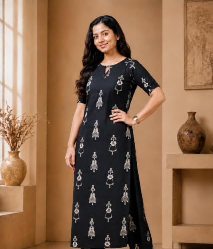 Image of MS VHCK ENTERPRISE Woman Women's Rayon Straight Fit Straight Kurta Kurtis