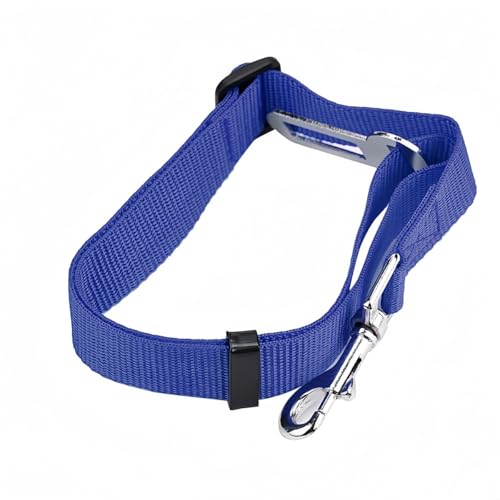 Vyloky Cinturón de seguridad para perros – Absorbe los golpes y ajustable (45 – 72 cm) – para perros pequeños/medianos como Teddy – 5 colores – Seguro en el coche (azul)