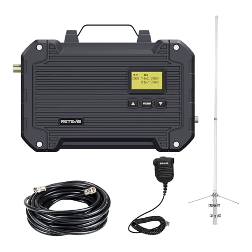Image of Retevis RT97L GMRS Repeater Set, High Power Full Duplex Portable Kit with FRP Antenna, Coaxial Cable & Mic, Perfect for Farms, Warehouses, Remote Areas, Outdoors & Home
