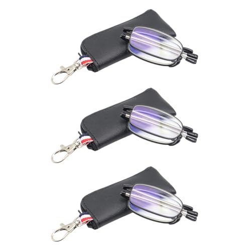 COVESATO Folding Reading Glasses for Men Women Blue Light Blocking Readers with Keychain Compact Bags (3 Black,3.00)